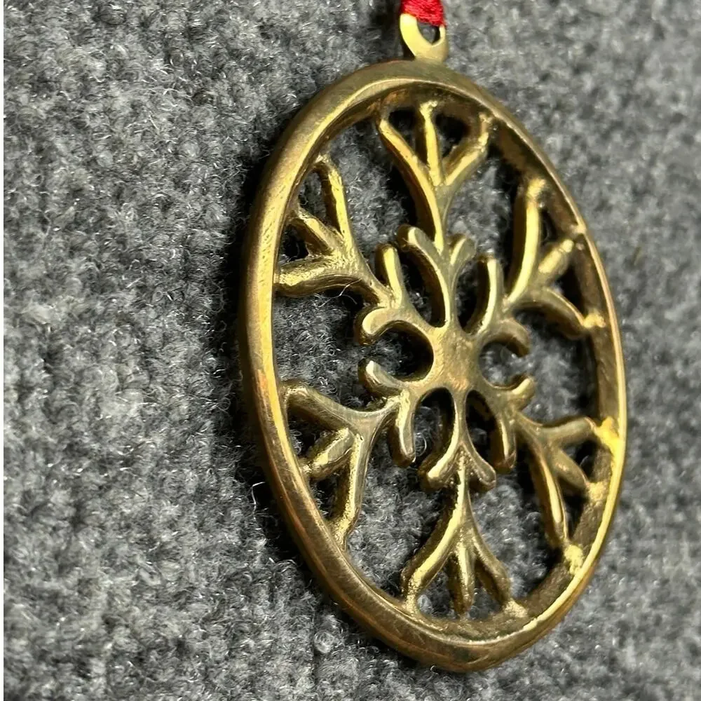 Vintage solid brass openwork snowflake 3” Christmas ornament winter decor